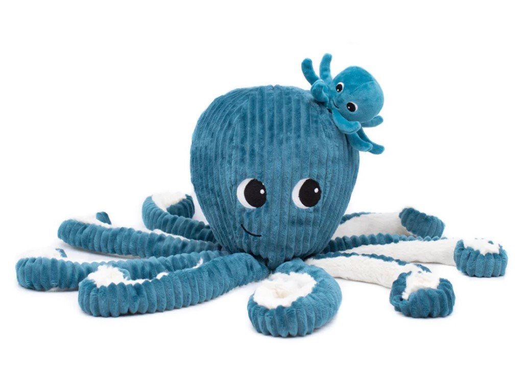Plyšová chobotnice modrá s miminkem