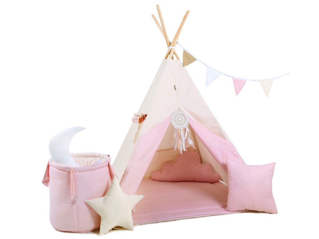 Dětské teepee pro holčičky Růžové snění ve variantě luxury