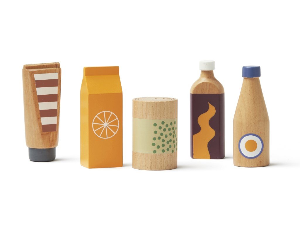 Dřevěné hračky - sada lahví a nápojů