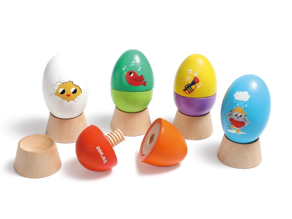 Hudební vajíčka dřevěná chrastící pro děti