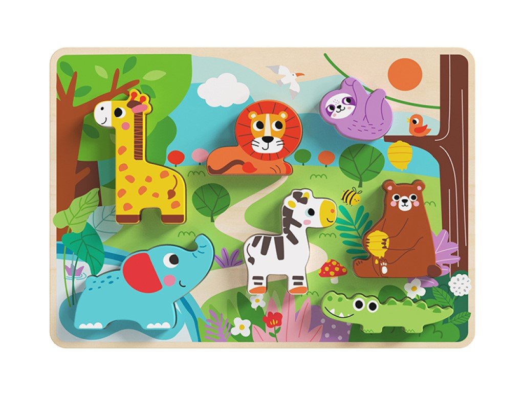 Vkládací puzzle pro děti dřevné - zvířátka ze ZOO
