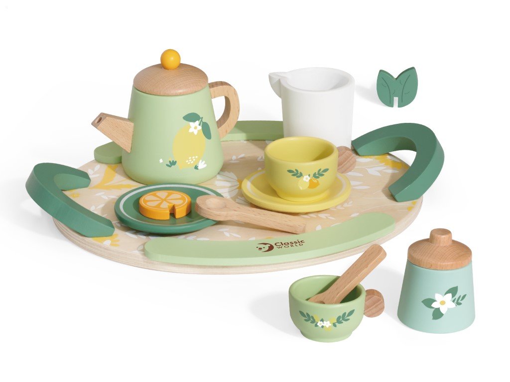 Dětský čajový set v pastelových barvách (dřevěný)