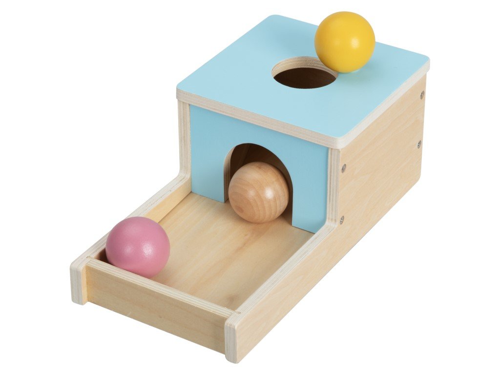 Dřevěný box (bedýnka) s koulemi