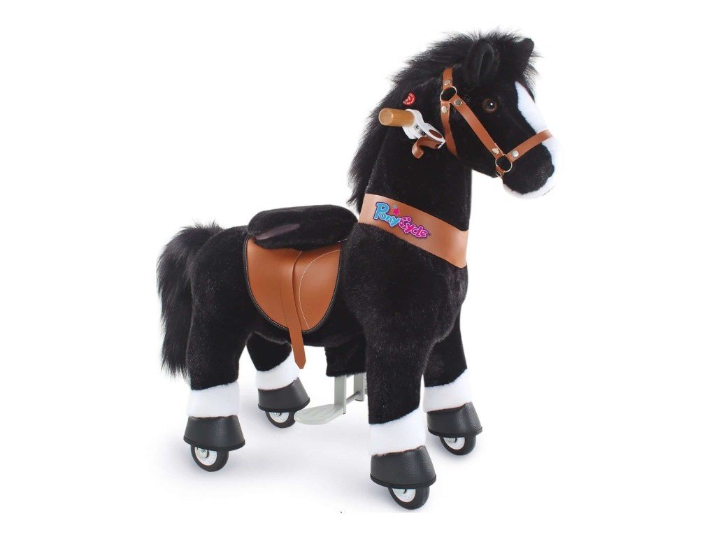 Mechanický jezdící kůň (na kolečkách) pro děti velikost 3 - černý