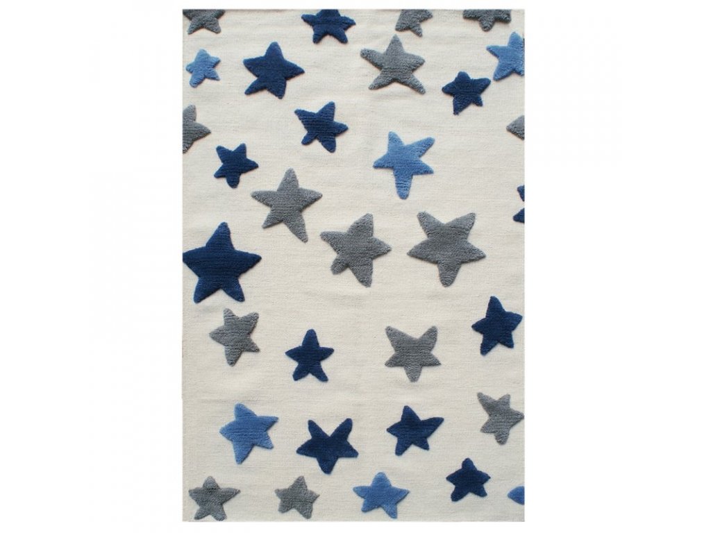 přírodní koberec s modrými hvězdami