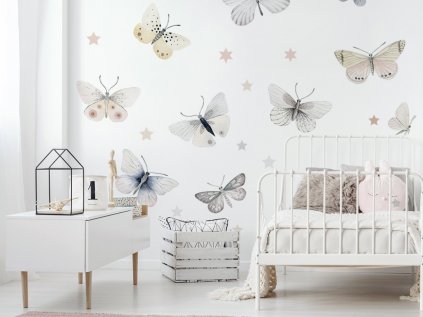 Dětské samolepky na zeď motýlci a hvězdy