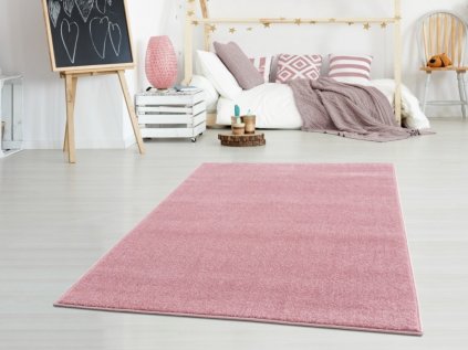 Jednobarevný dětský koberec UNI růžový