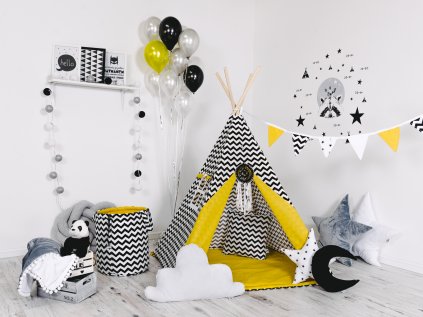 Teepee (týpí) stan nejen do dětského pokoje Cik cak žlutý