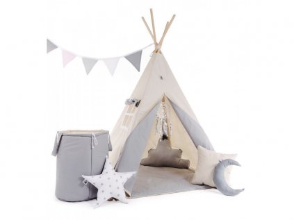 Kvalitní teepee stan s podložkou a košem na hračky