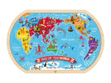 Dřevěné dětské puzzle - mapa světa