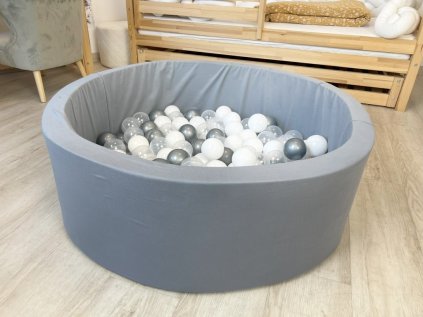 Suchý bazének s míčky 90x30 cm šedý - 200 ks míčů