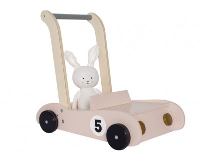 Dětské dřevěné chodítko a vozíček - závodní auto se zajíčkem