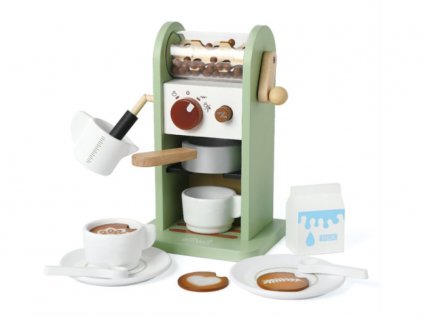 Dřevěný dětský kávovar s mlýnkem na kávu a příslušenstvím