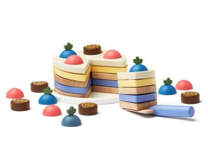 Dřevěný narozeninový dort pro děti (barevný)