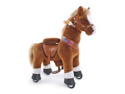 Mechanický jezdící kůň (na kolečkách) pro děti - hnědý velikost 3