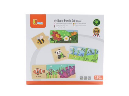 Dřevěné puzzle - zvířátka a jejich domovy