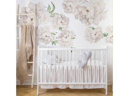 Designovou samolepku s pivoňkami využijete jako stylovou tapetu v romanticky laděném interiéru či jako originální dekoraci dívčího pokojíku.