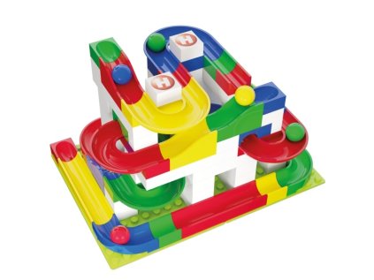 HUBELINO Kuličková dráha - set s kostkami Basic 123 ks