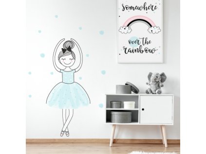 Nálepka na zeď - barevné postavičky - baletka Hanka -  maxi - XL - BAZAR