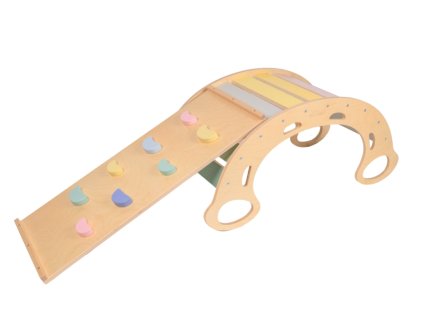 Montessori houpačka PRO 5v1 v setu s prknem - pastel
