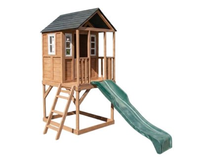 Zahradní vyvýšený domeček se skluzavkou
