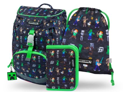 Školní set Baagl Minecraft Airy – batoh, penál a sáček na přezůvky