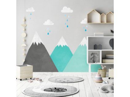 Nálepka na zeď mátová - hory