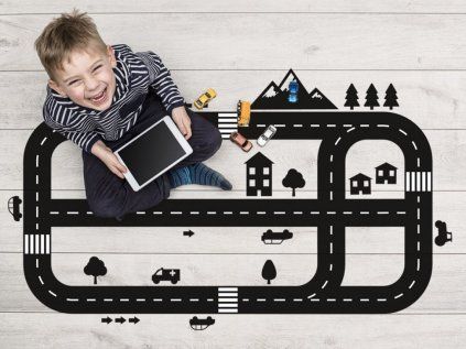 Samolepka na podlahu autodráha