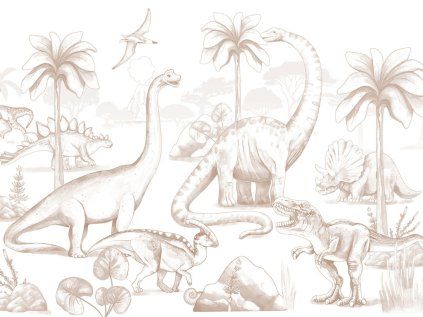 Tapeta s motivem dinosaurů - sépie
