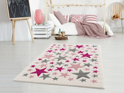 Krémový koberec s růžovými hvězdami moře hvězd