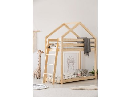 Kvalitní patrová postel v oblíbeném designu, domeček pro klidný spánek i denní dětské hry.