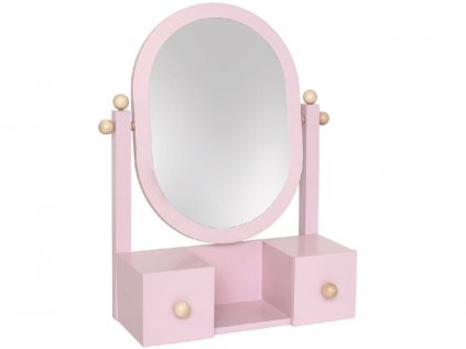 Dřevěné růžové kosmetické zrcadlo pro holčičky