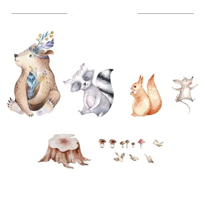 Yokodesign Set – nálepky Lesní království – Zvířátka s medvědem, zimní stromky XL
