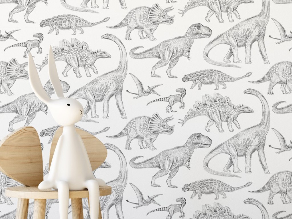 Pastelowe Love Tapeta Dinosauří svět barva: šedá (obrázek 10)