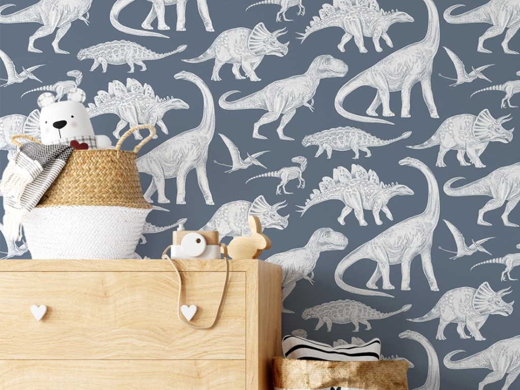 Pastelowe Love Tapeta Dinosauří svět barva: šedá (obrázek 5)