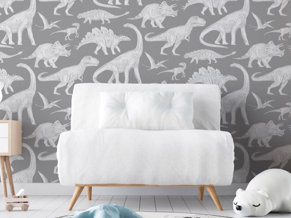 Pastelowe Love Tapeta Dinosauří svět barva: šedá (obrázek 8)