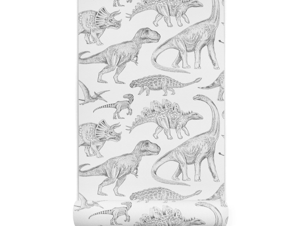 Pastelowe Love Tapeta Dinosauří svět barva: šedá (obrázek 4)