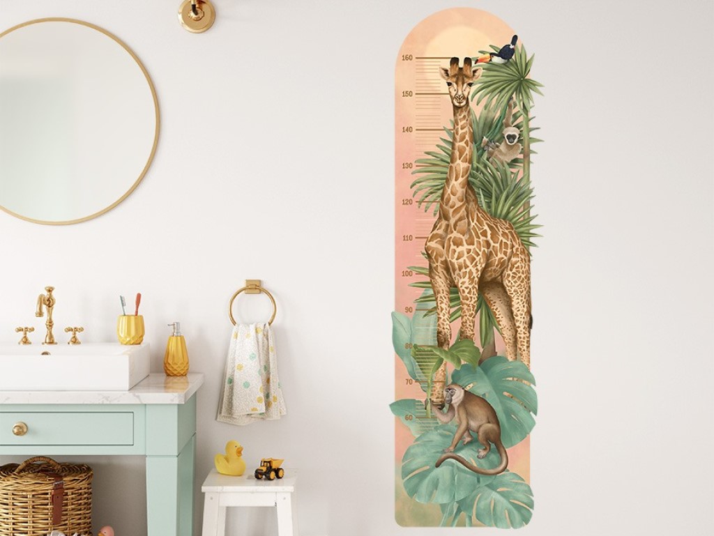 Pastelowe Love Nálepka na zeď – safari – Metr se žirafou