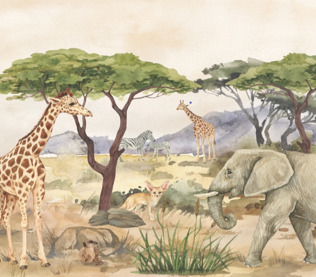 Yokodesign Tapeta Safari zvířátka rozměry: výška 250 cm