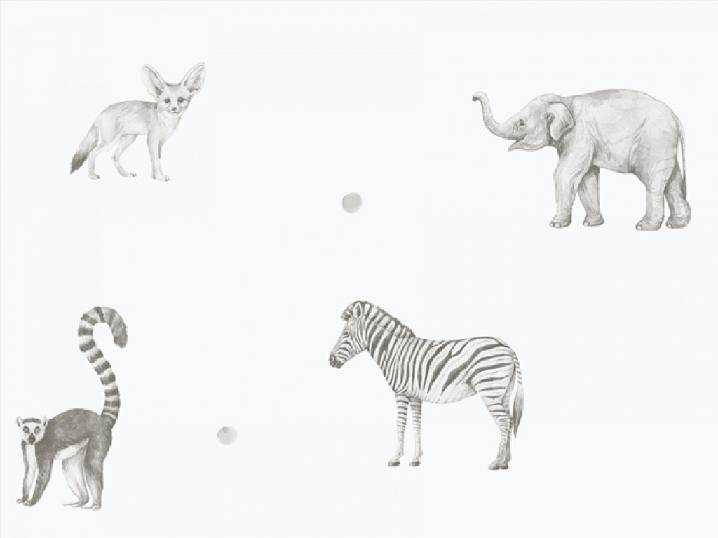 Yokodesign Tapeta Zvířátka ze ZOO – bílá Délka: 250 cm