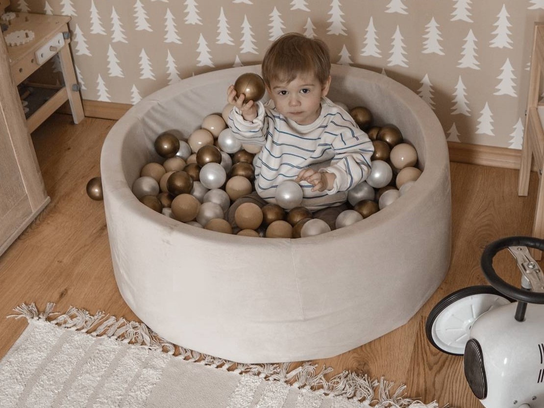 ELIS DESIGN Dětský suchý bazének 90×30 s míčky 200 ks premium kvalita barva: béžová