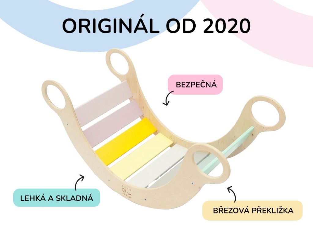 ELIS DESIGN Montessori houpačka 5in1 light varianta: natur okraje, barevné desky