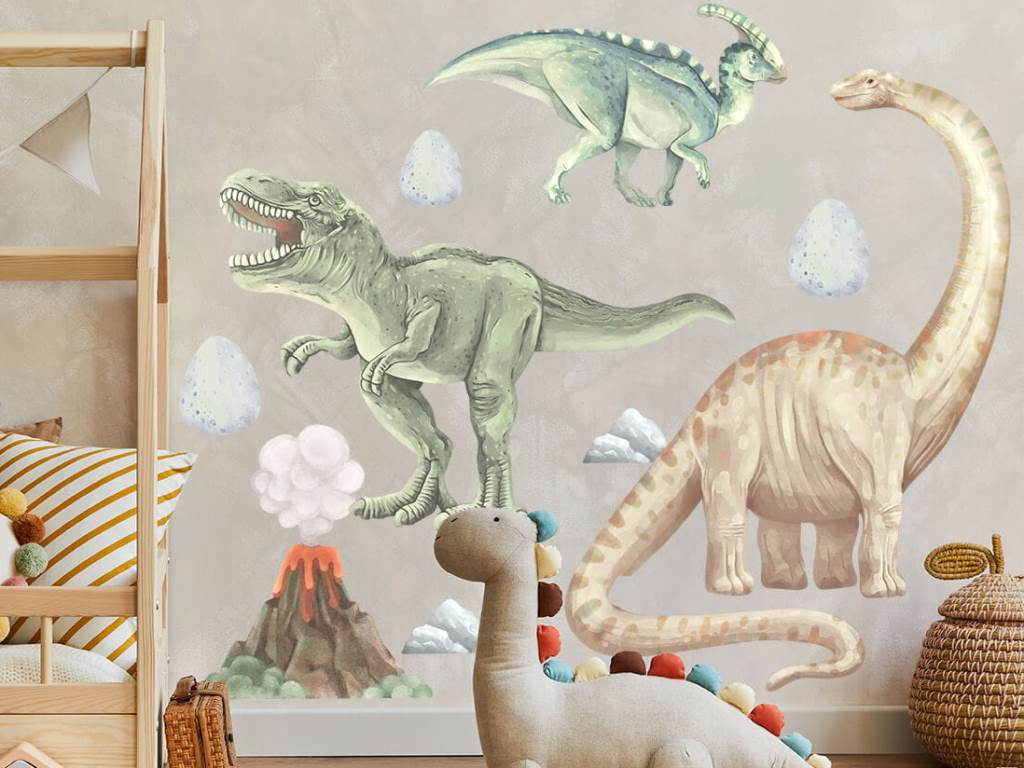 Pastelowe Love Nálepka na zeď – Dinosauři I