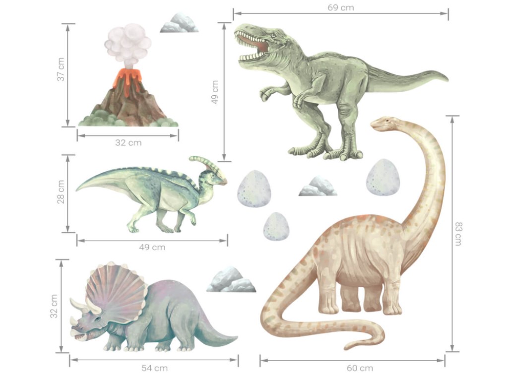 Pastelowe Love Nálepka na zeď – Dinosauři I