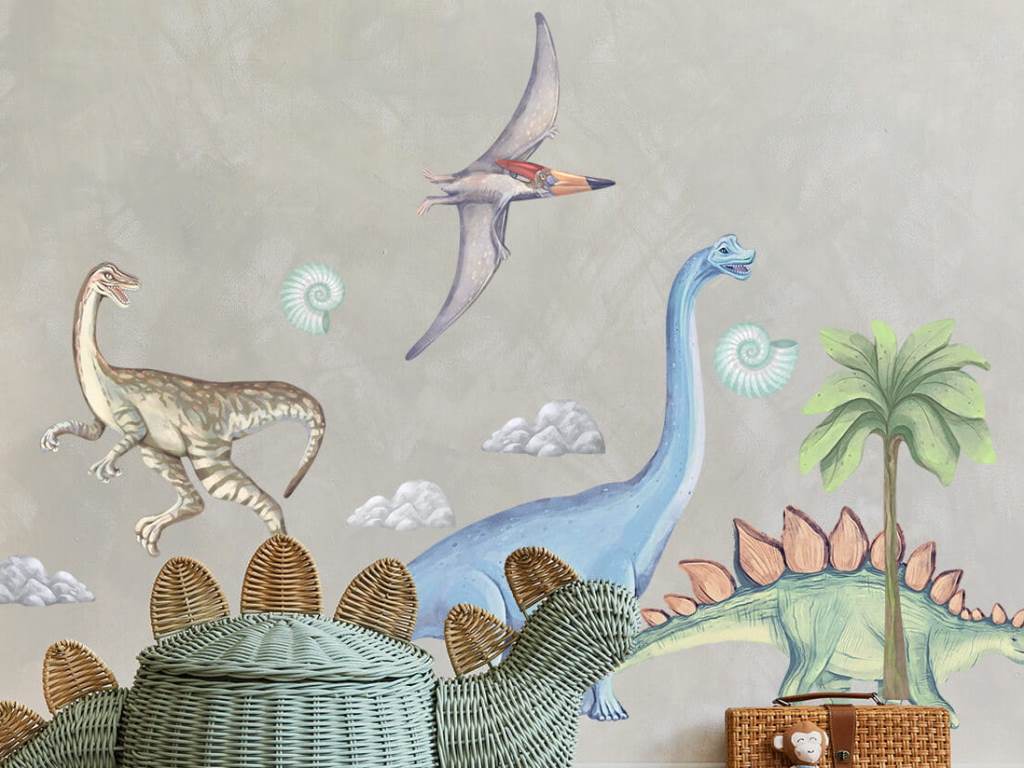 Pastelowe Love Nálepka na zeď – Dinosauři II