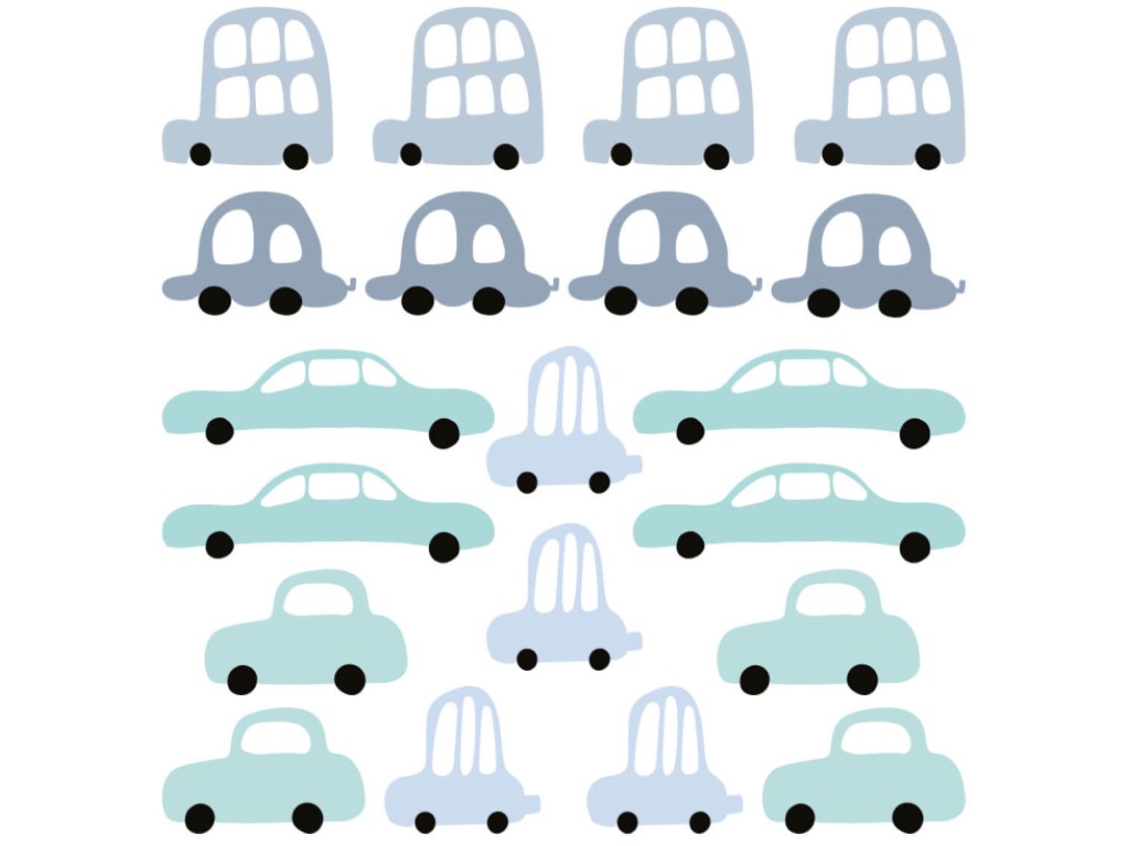 Pastelowe Love Samolepky na zeď – Autíčka