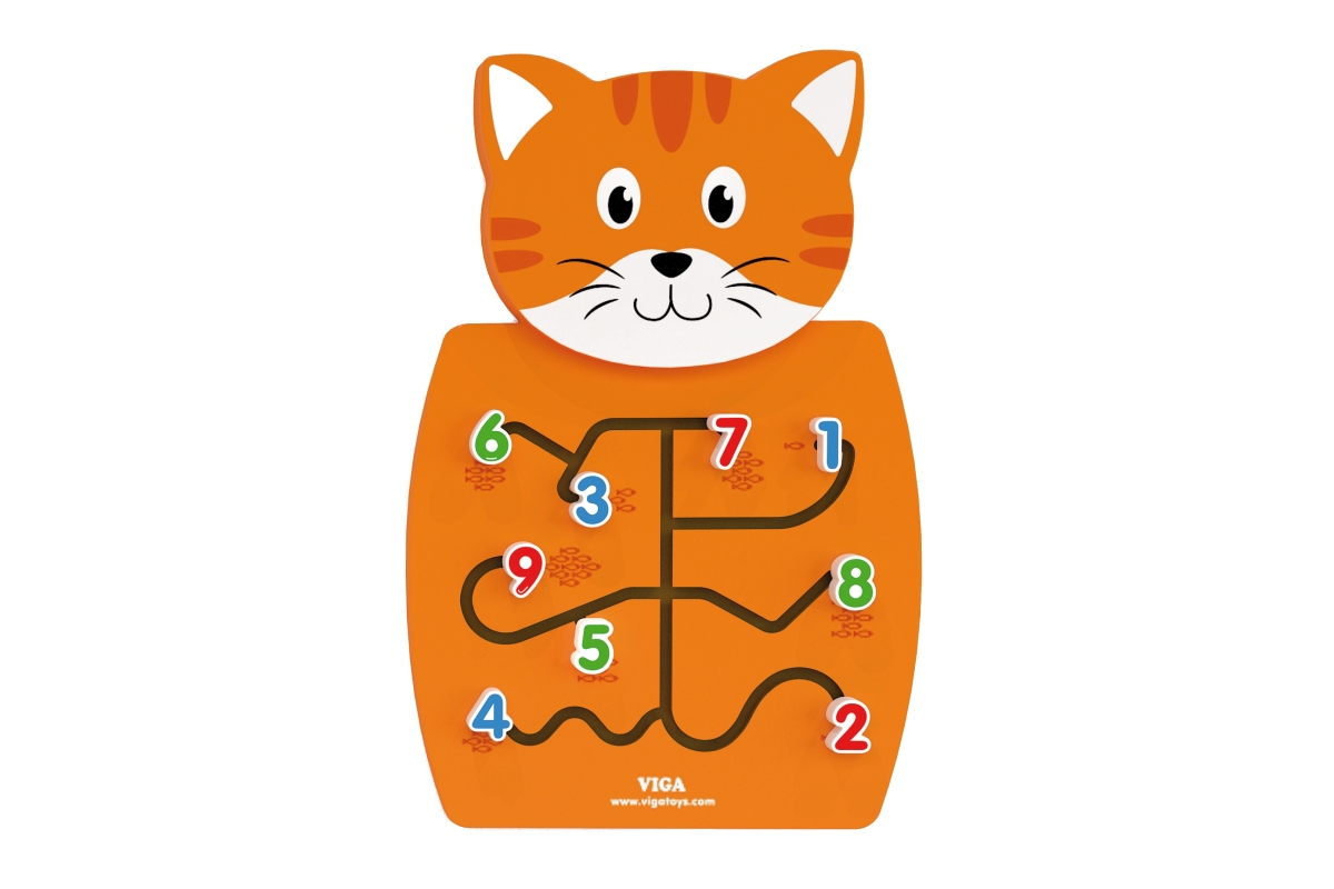 VIGA Dřevěná nástěnná hra – kočička s čísly