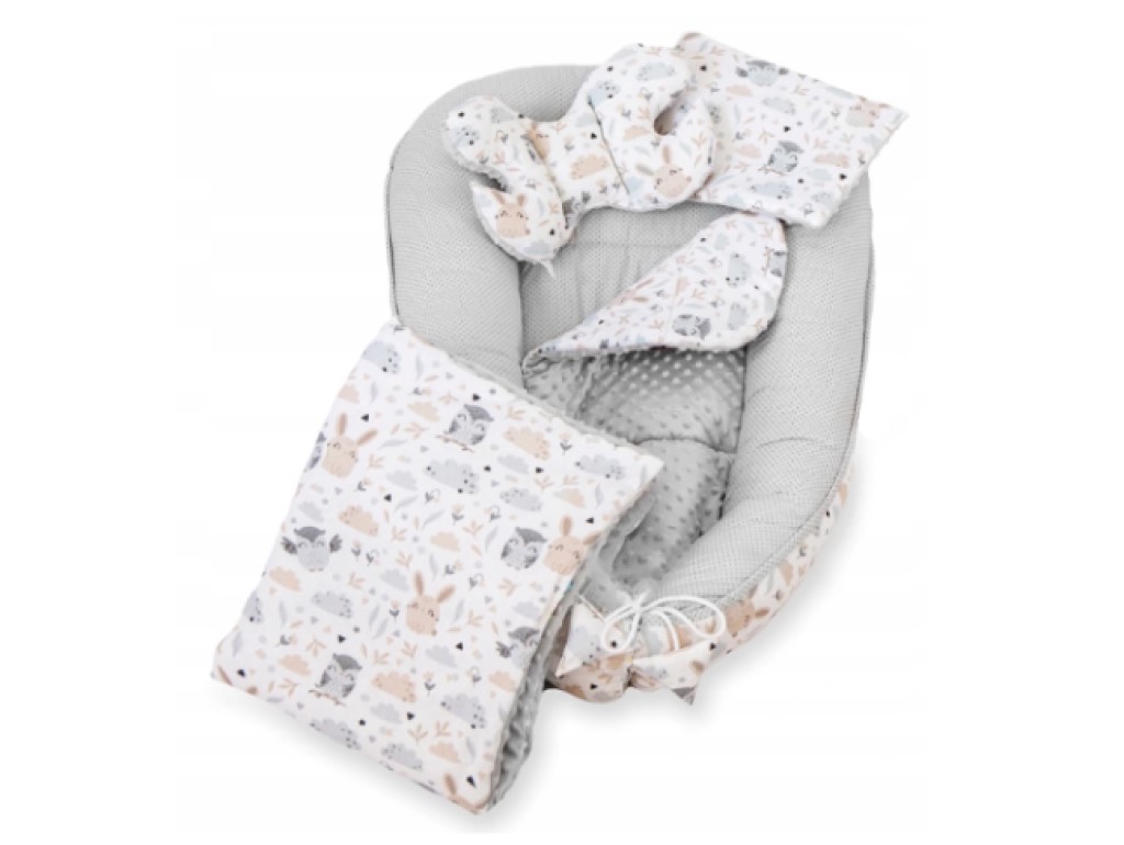 eliNeli Set do postýlky – 7dílná sada Zajíc a sova