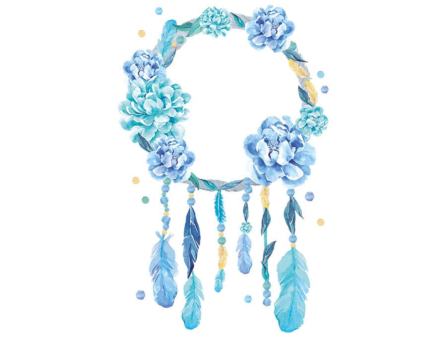 Pastelowe Love Nálepka na zeď – lapač snů modrý Velikost: malá