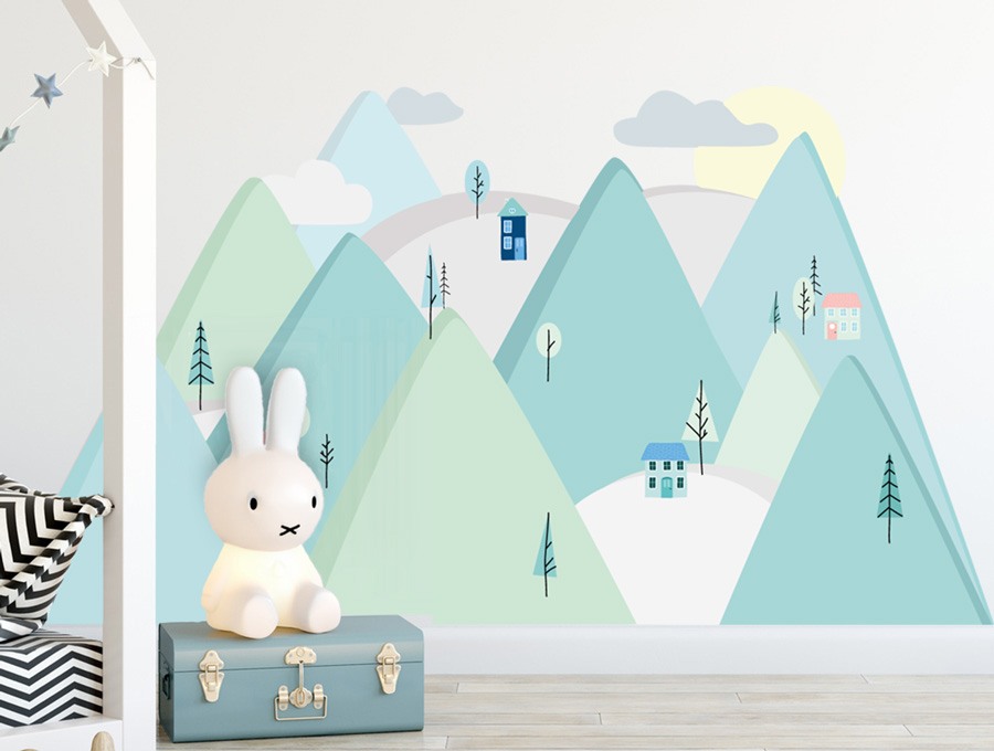 Pastelowe Love Nálepka na zeď – hornatá krajina Velikost: malá